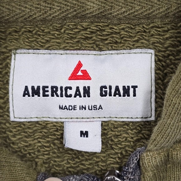 American Giant Sweater Medium Green Full Zip Long Sleeve Midweight Sweatshirt - Picture 5 of 14